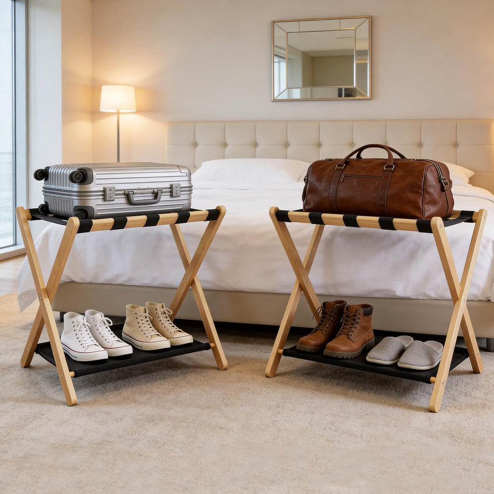 26.77" Full Assembled Luggage Rack for Guest Room, Set of 2 Suitcase Stand