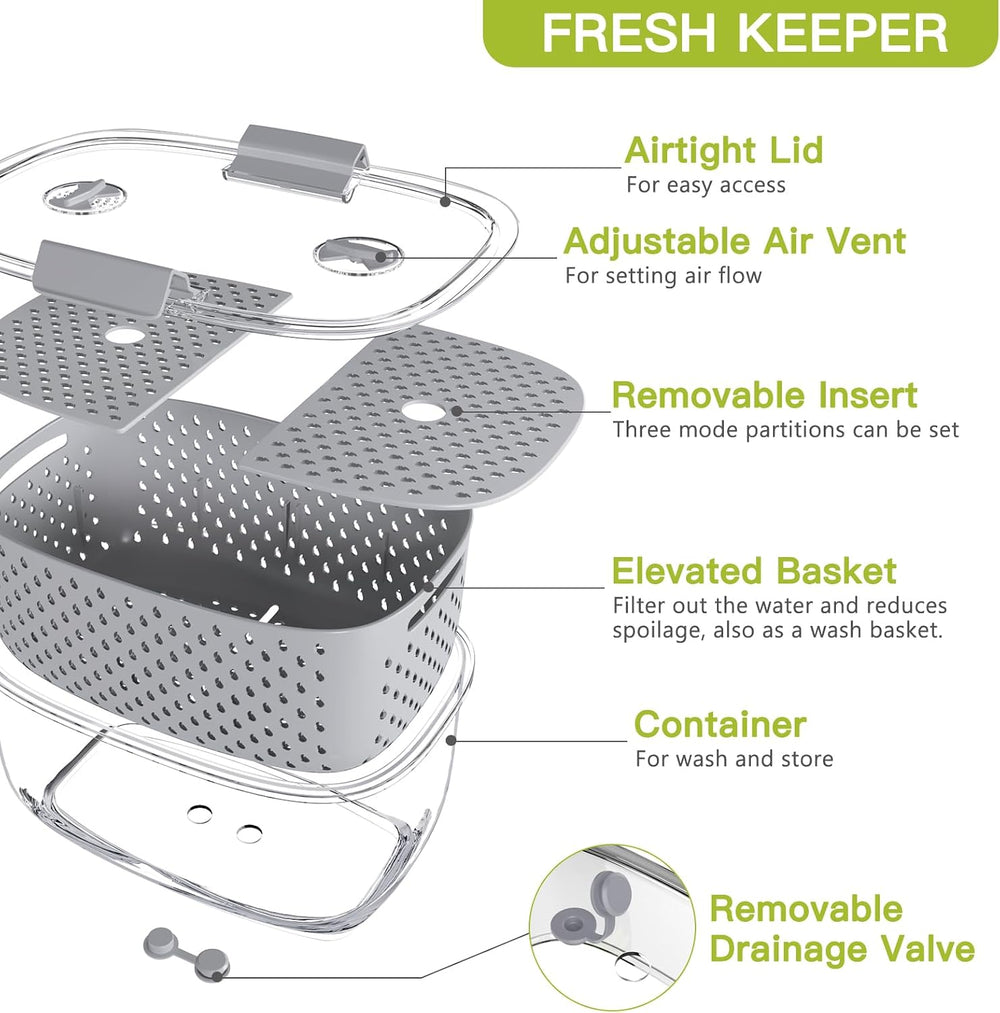 LUXEAR Fresh Produce Vegetable Fruit Storage Containers 3Piece Set, BPA-free ...