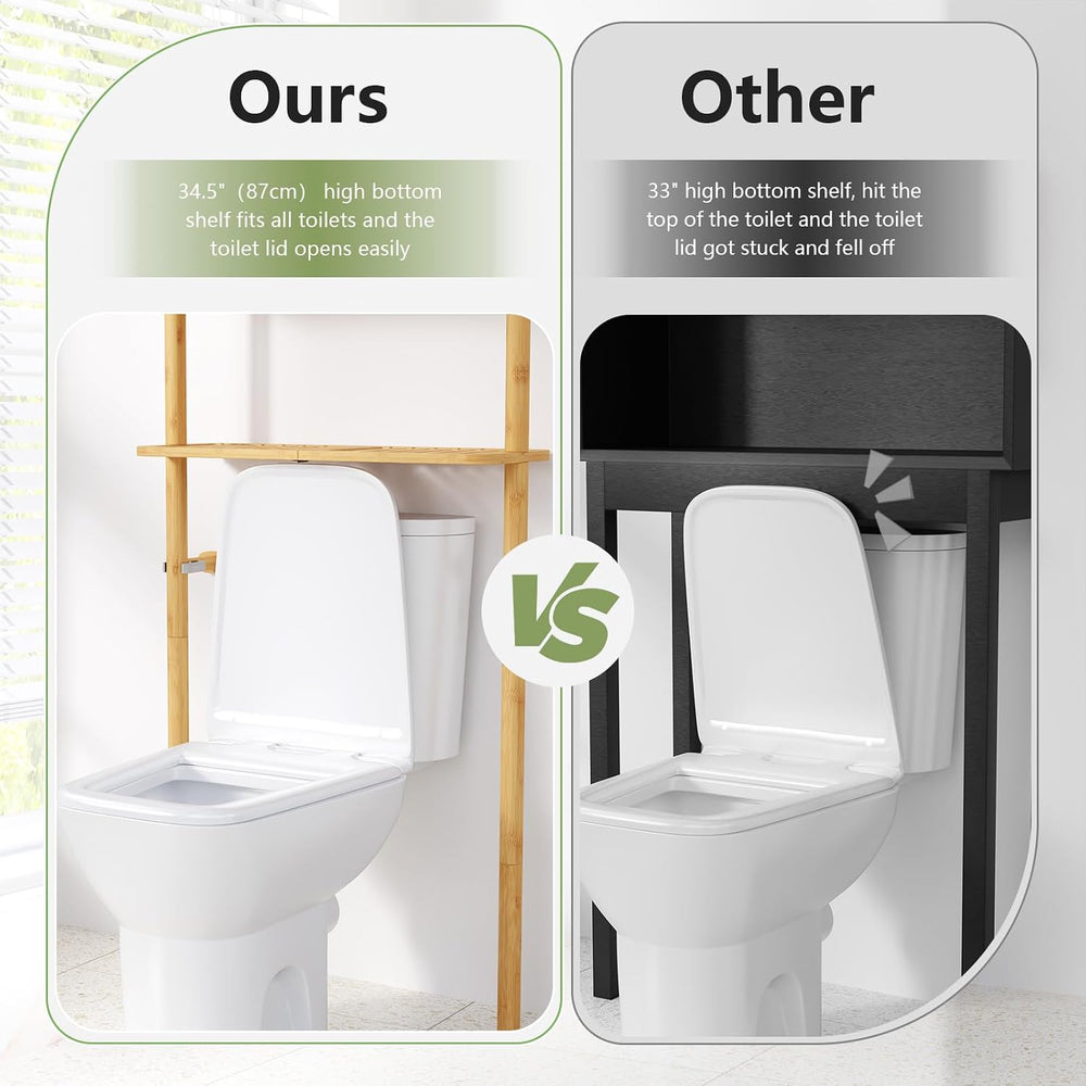 Bamboo Over The Toilet Storage, Bathroom Over Toilet Organizer with Cabinet