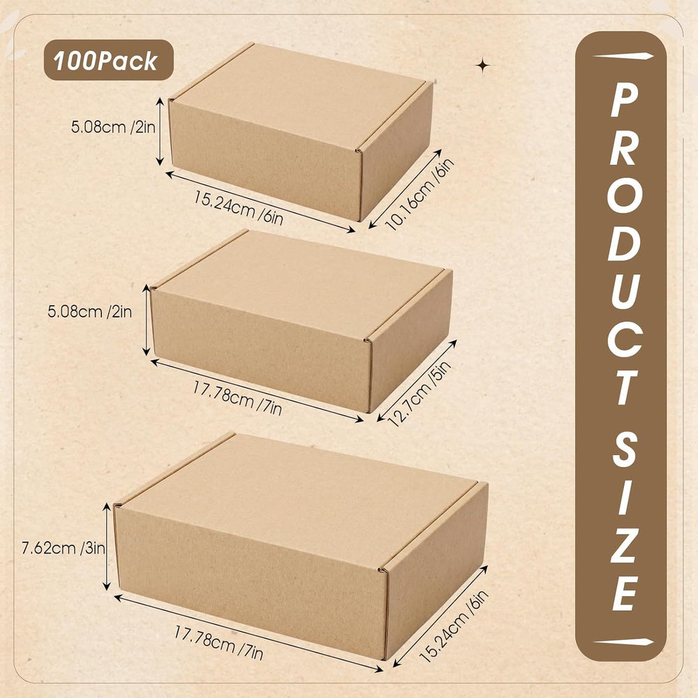 Qilery 100 Pcs Small Shipping Boxes Assorted Sizes, 6x4x2", 7x5x2",...