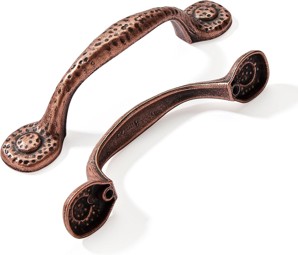 10 Pack Rustic Pulls,Antique Copper Cabinet Pulls Hammered Cabinet Pulls Kitc...
