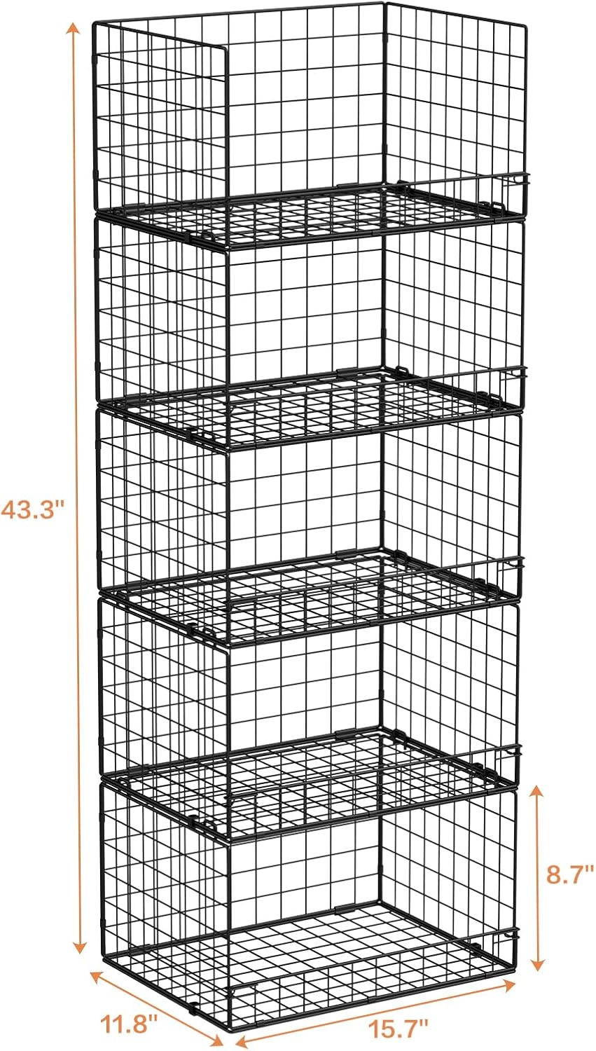 Yociyoga 5-Tier Stackable Closet Organizers and Storage Shelves, Closet Shelf...