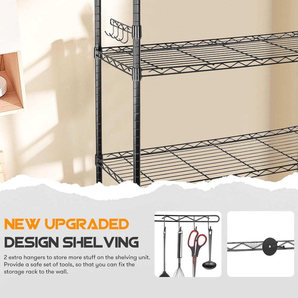 YNN Storage Shelves,1750Lbs 5 Tier Heavy Duty Metal Rolling Shelving Unit wit...