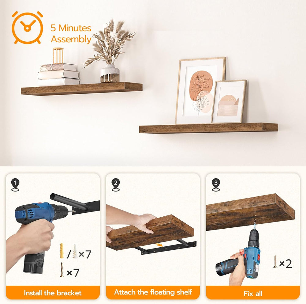 HOOBRO Floating Shelves for Wall, Wall Mounted Shelf Set of 2, 31.5" Han...