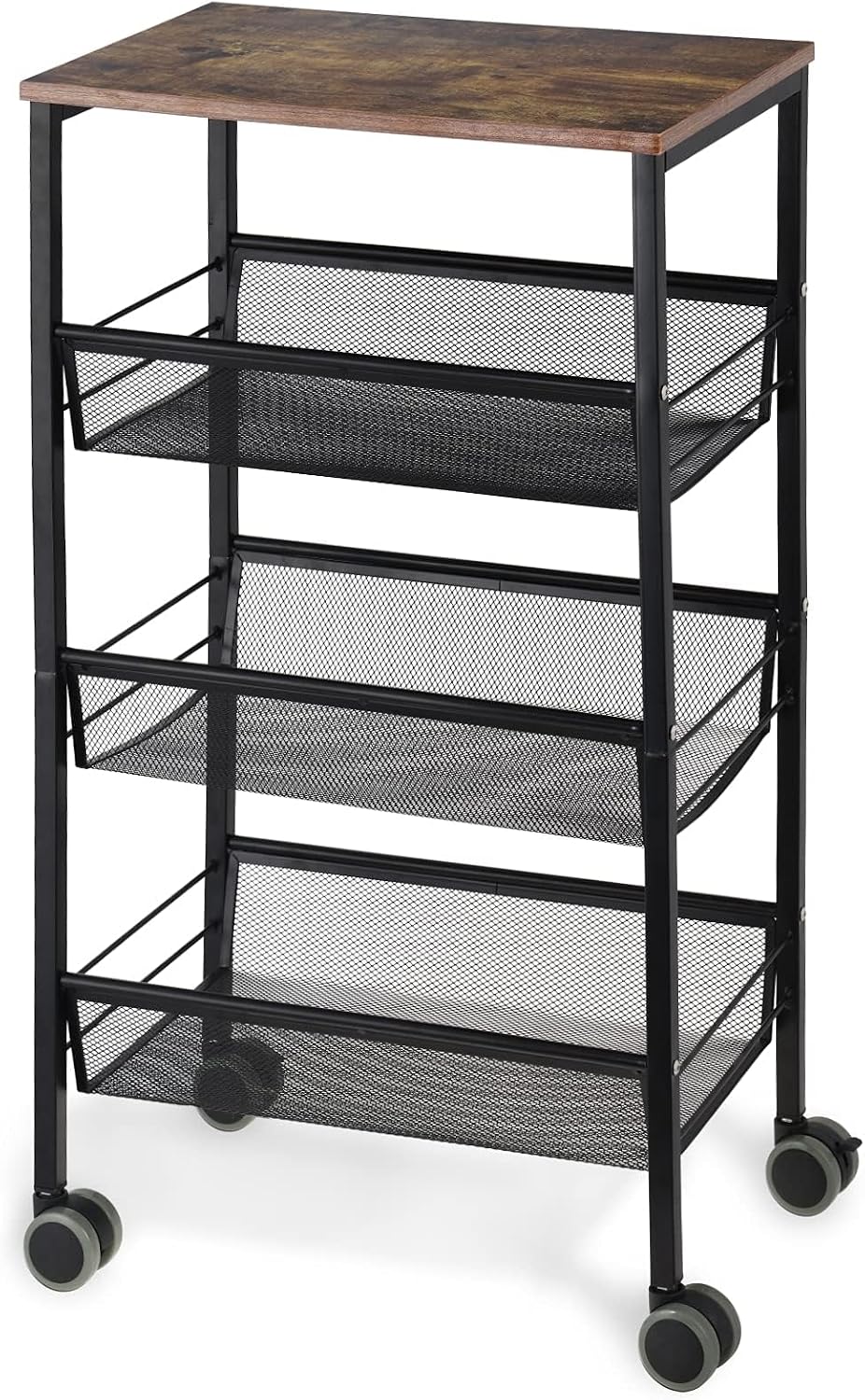 LIANTRAL 4 Tier Kitchen Storage Cart on Wheels, Metal Rolling Utility Cart