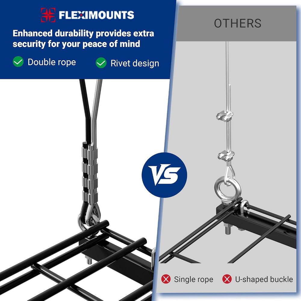 FLEXIMOUNTS Overhead Garage Storage Rack Lift, 4x4 Ft Heavy-Duty Garage Ceili...