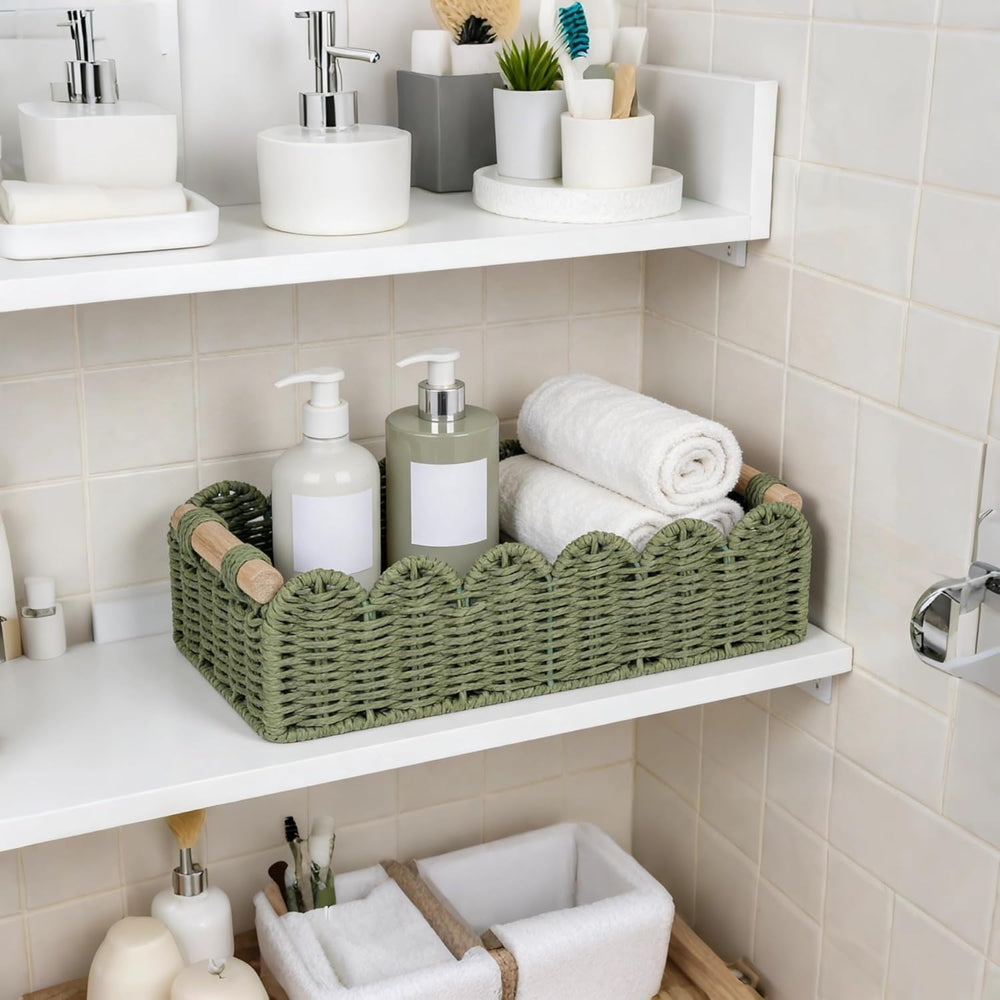CubesLand Bathroom Basket Organizer, Toilet Tank Paper Storage Baskets 2PK