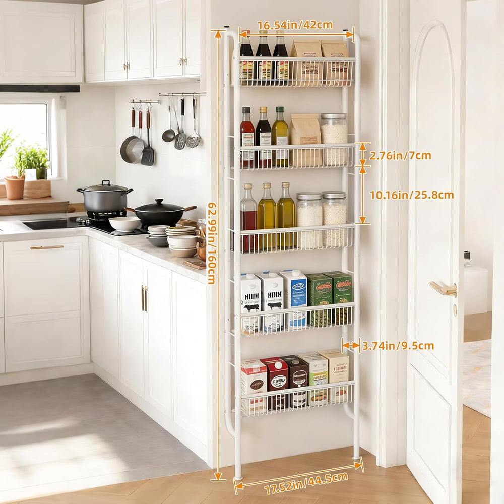 Saiveina Behind The Door Storage 5 Tiers Behind Door Shelf, Space-Saving Bath...