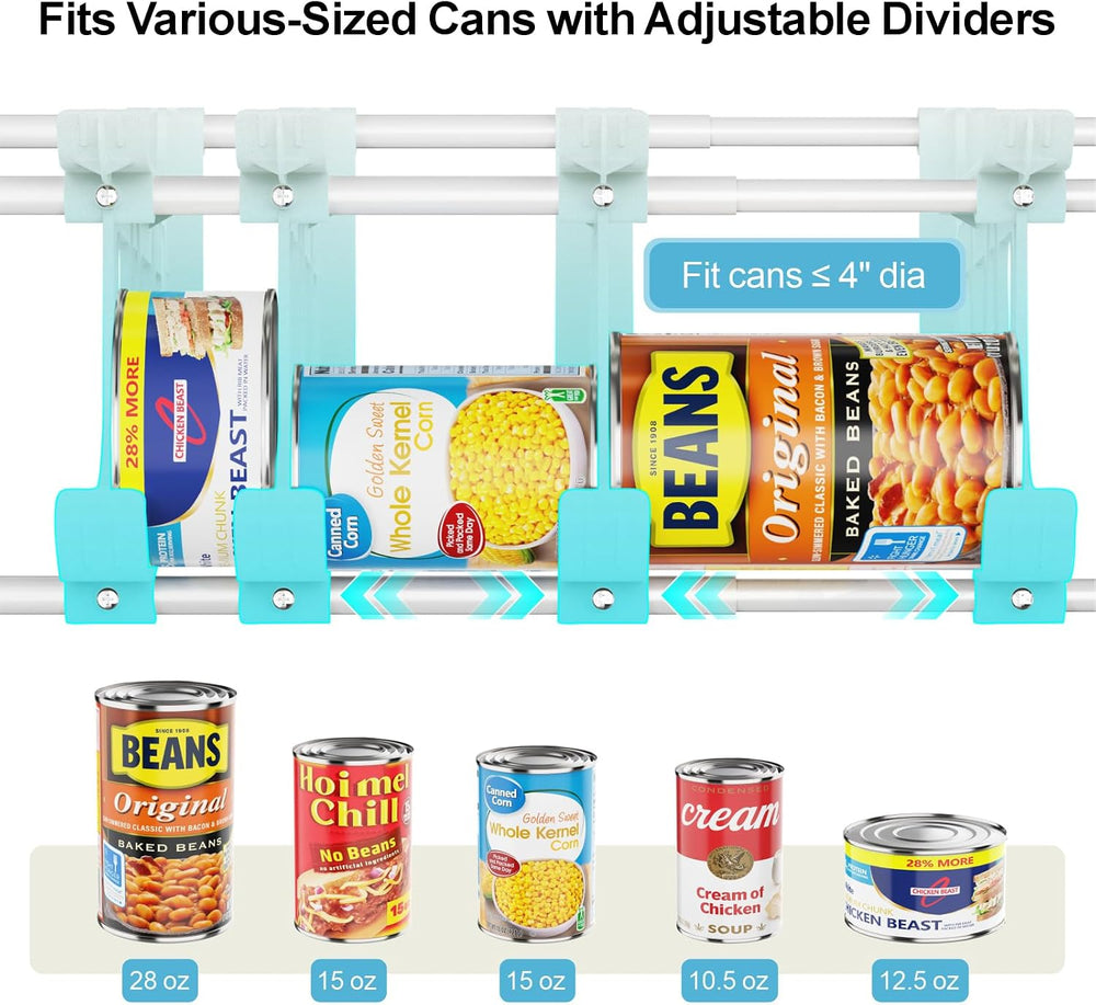Can Organizer for Pantry - Auto-Rolling, Expands to Hold 60 Cans
