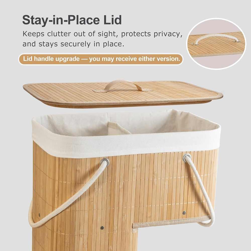 Stair Basket with Lid and Handle for Wooden and Carpeted Stairs, Natural