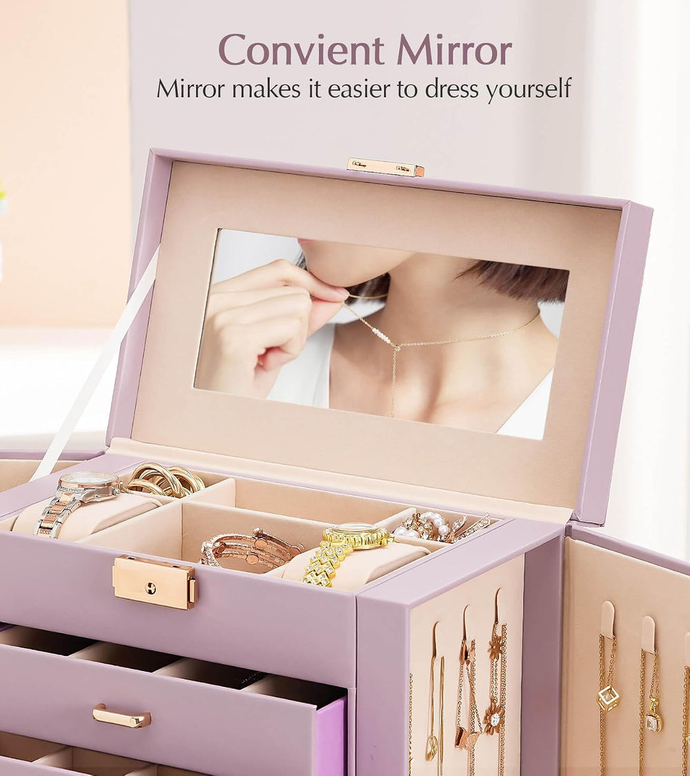 Homde Jewelry Box Large for Women: 6 Layers Organizer with 5 Drawers
