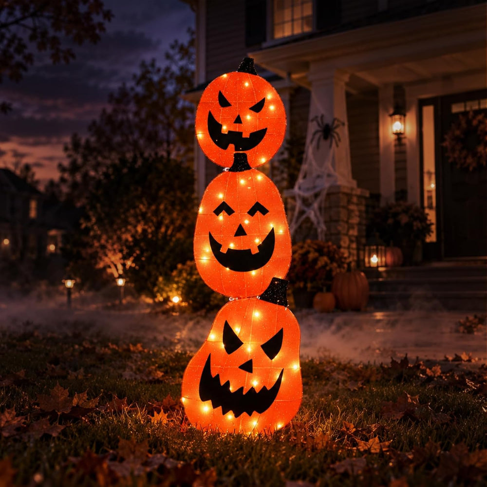 5FT Light Up Pumpkin Halloween Decorations Outdoor, 45 Lights