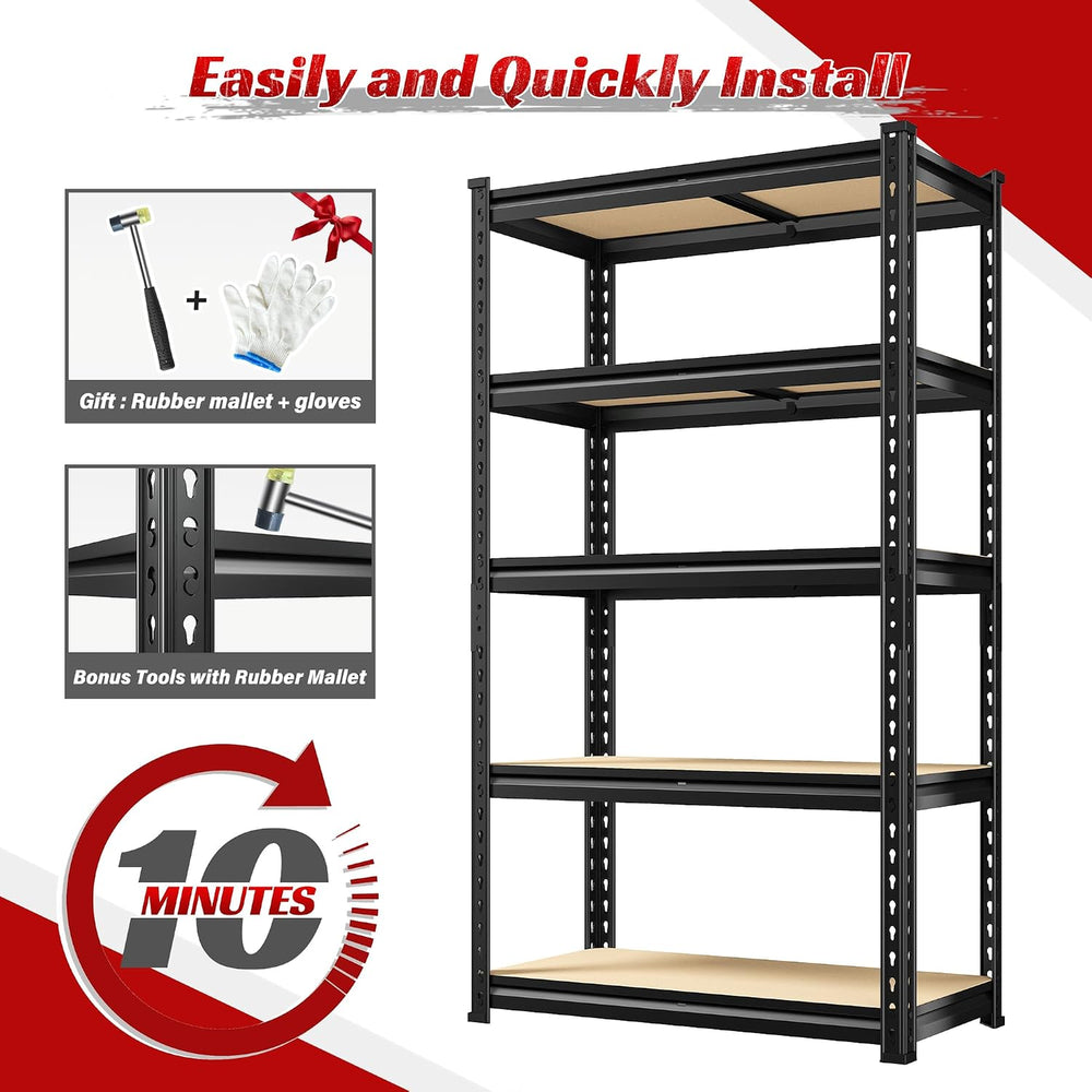 REIBII Storage Shelves,Set of 4,5 Tier Garage Shelving Heavy Duty,Adjustable ...
