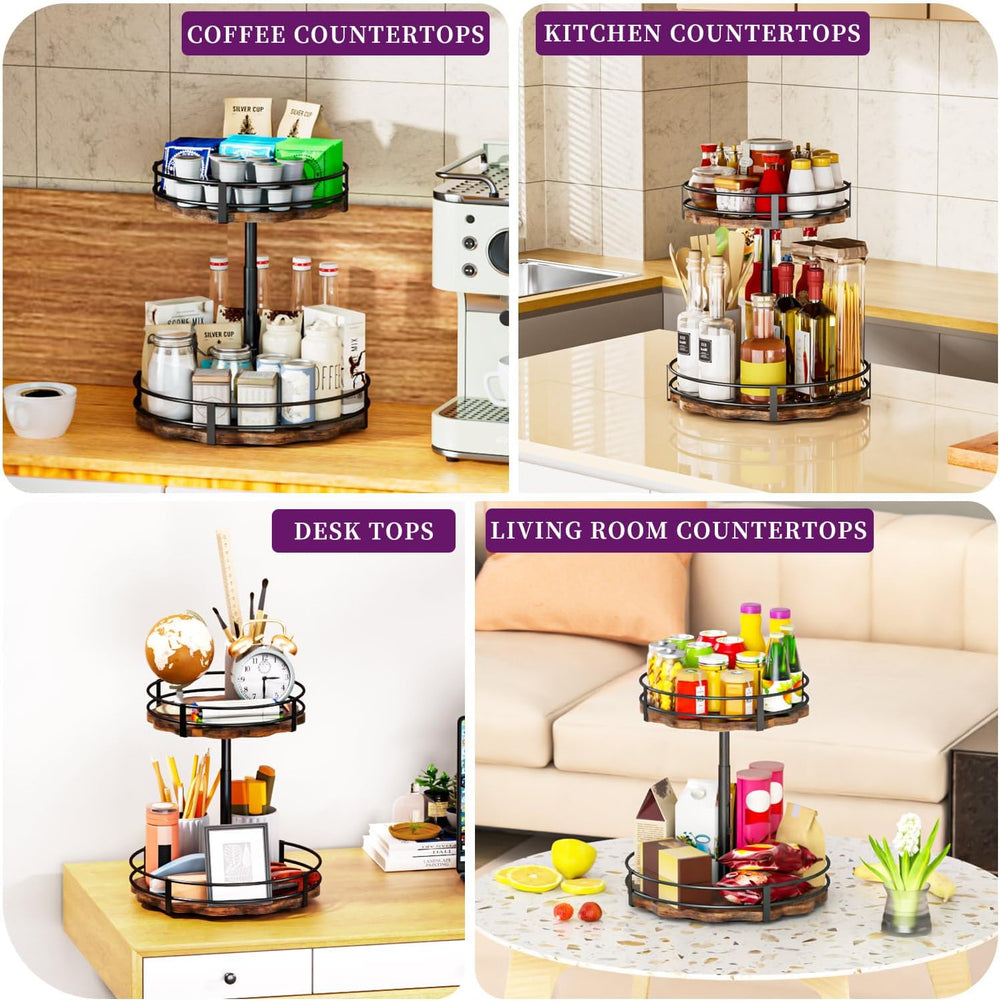 Heavy-Duty 2-Tier Lazy Susan Organizer, Adjustable to Different Heights, Coun...
