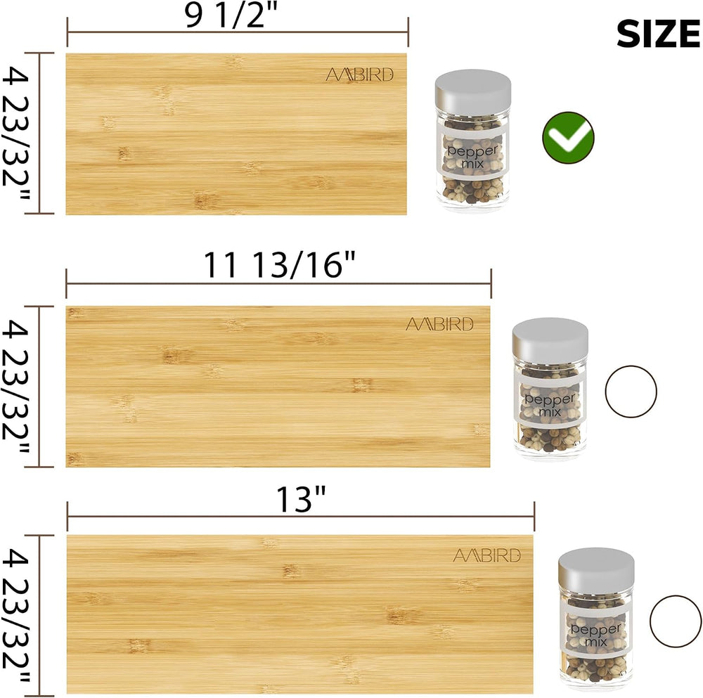 Bamboo Spice Drawer Organizer with Non-slip Mat,4 Tier - 2 Set Jar Spice Rack...