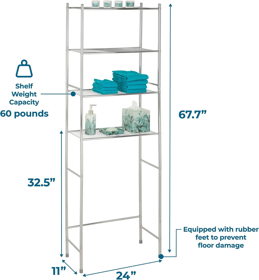Honey-Can-Do 4-Tier Over-The-Toilet Storage Shelf - Space-Saving Steel Bathro...