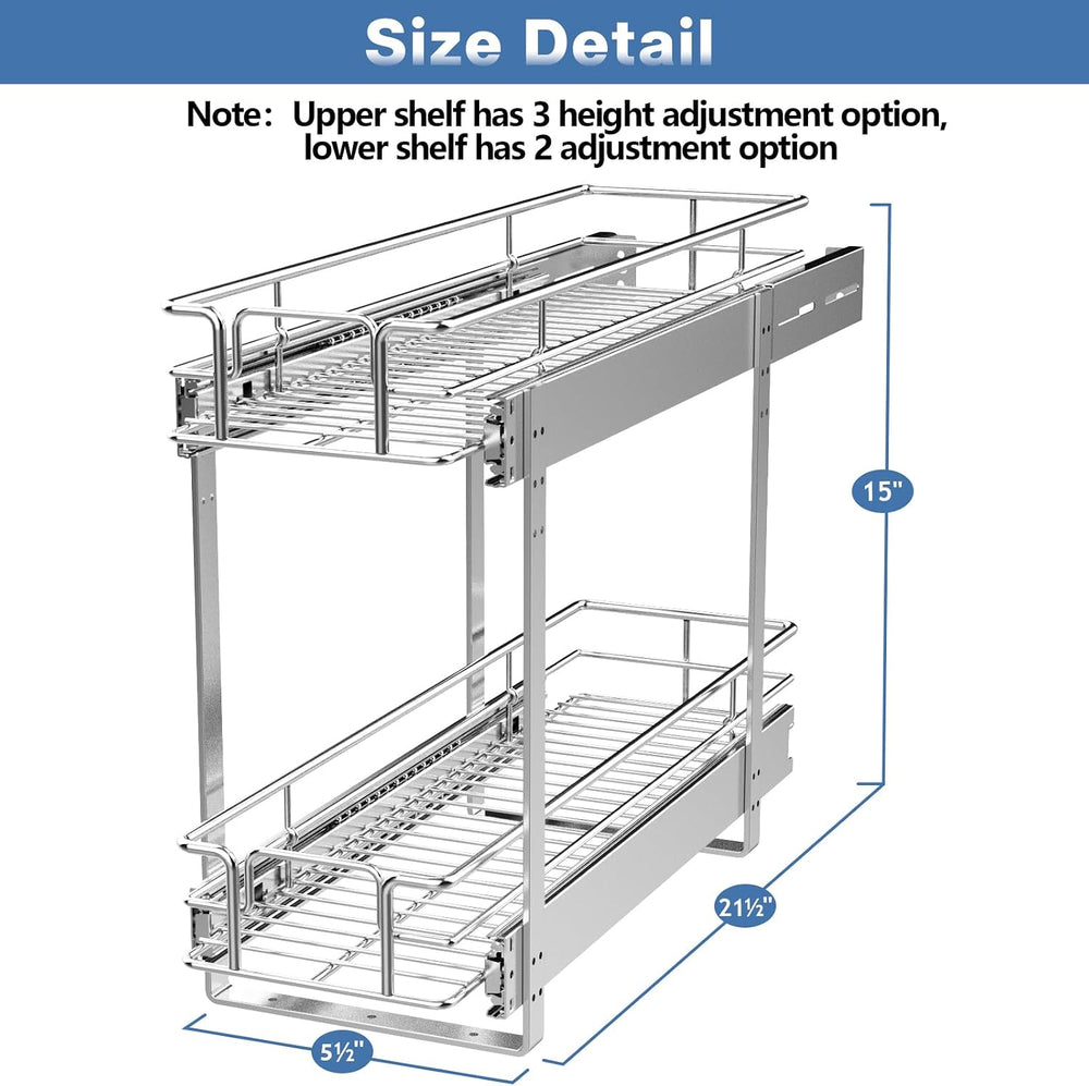 LOVMOR 2 Tier 5½" W x 21½" D, Individual Pull Organizer Kitchen Cab...