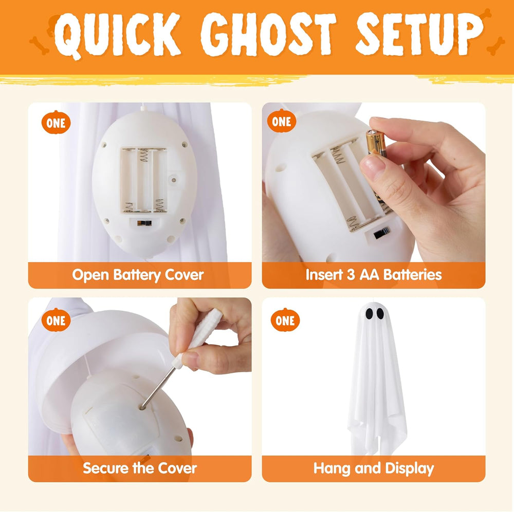 JOYIN 2 Pcs 20" Scary Halloween Decorations Outdoor Hanging Ghost, Light...