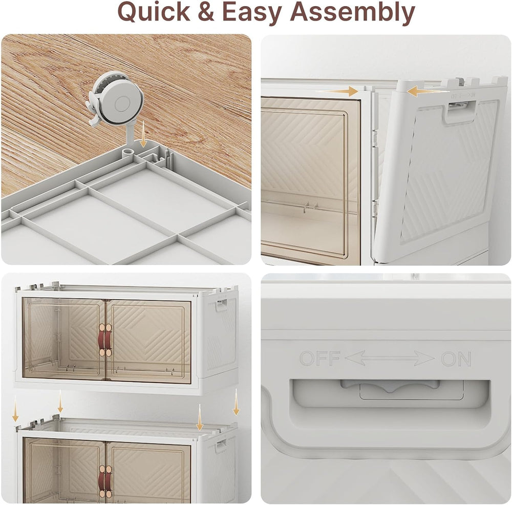 UAMFURI 672QT Stackable Storage Bins with Lids,Doors & Wheels