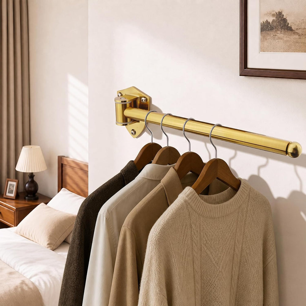 12" Wall Mounted Drying Rack, Foldable & Pull-Out Clothes Hanger, Br...
