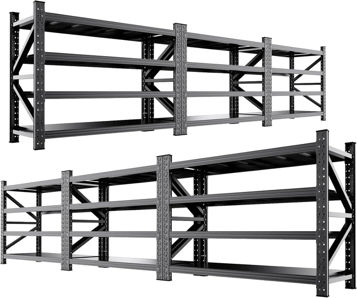 6 Set 6000LBS Heavy Duty Storage Shelves, 69"W Adjustable Garage Shelving Unit, Rust Proof Large Metal Storage Rack, 24"D x 69"W x 64"H Industrial Shelving for Warehouse, Basement, Supermarket