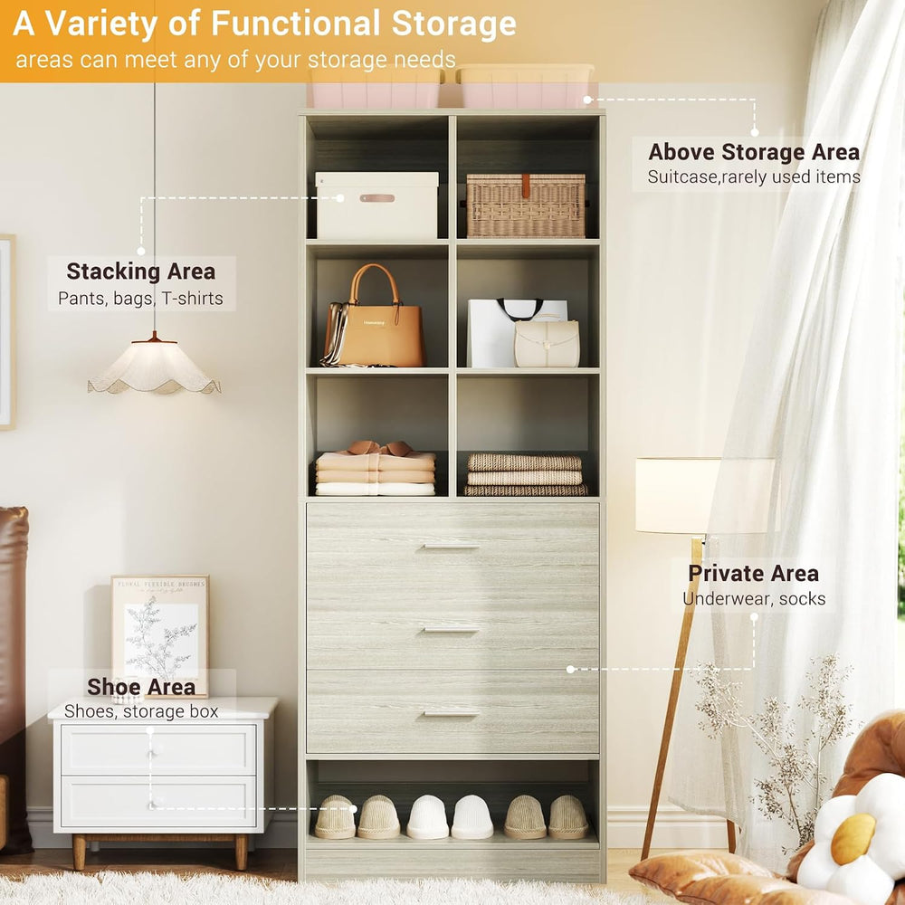 Homieasy Closet System Organizer with 3 Drawers and Partition Storage, Freest...