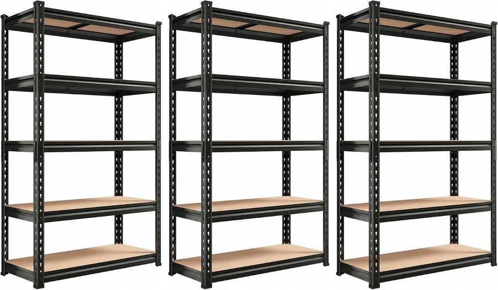 REIBII Set of 3 Storage Shelves 5 Tier Garage Shelving Heavy Duty Load 2000LB...