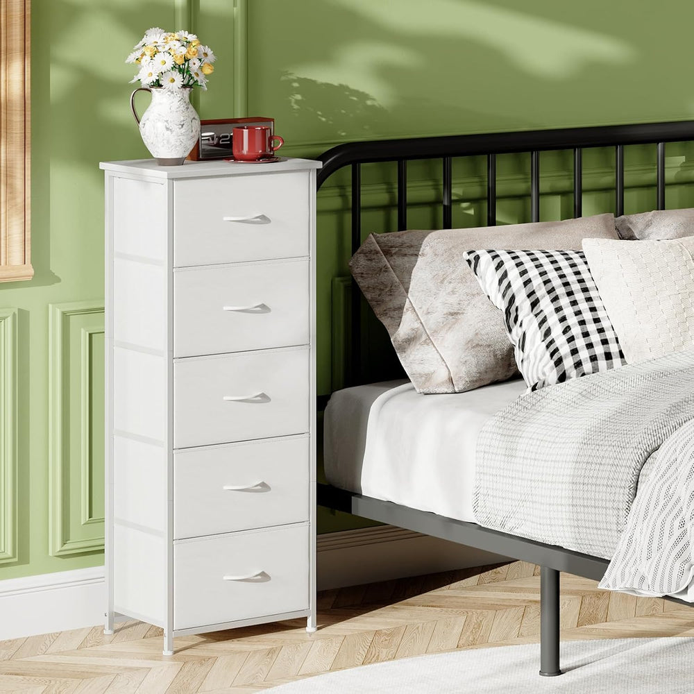Somdot Tall Dresser for Bedroom, 5 Drawer Storage Cabinet, White