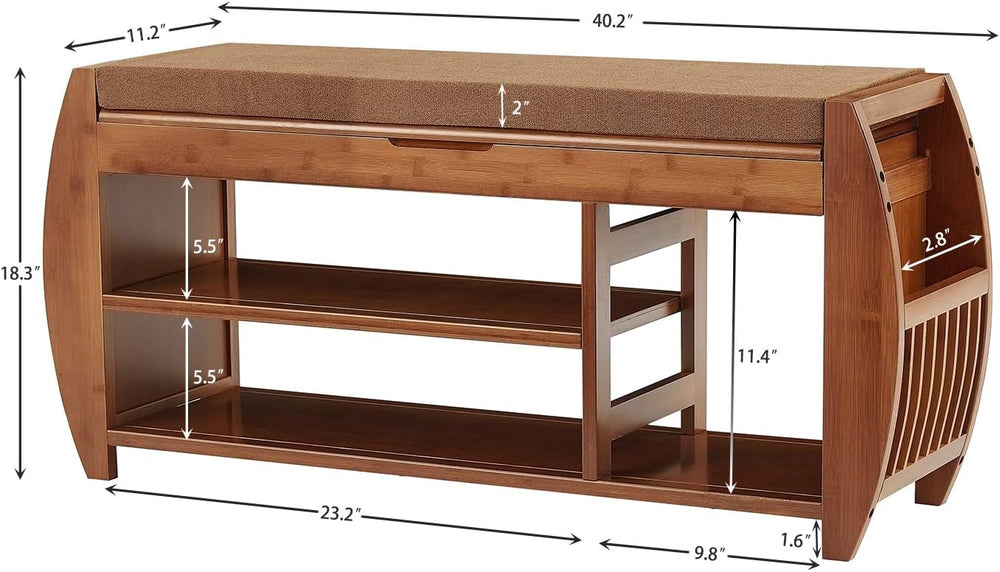 Bamboo Shoe Rack & Shoe Bench, Entryway Storage Organizer, Multi Function...