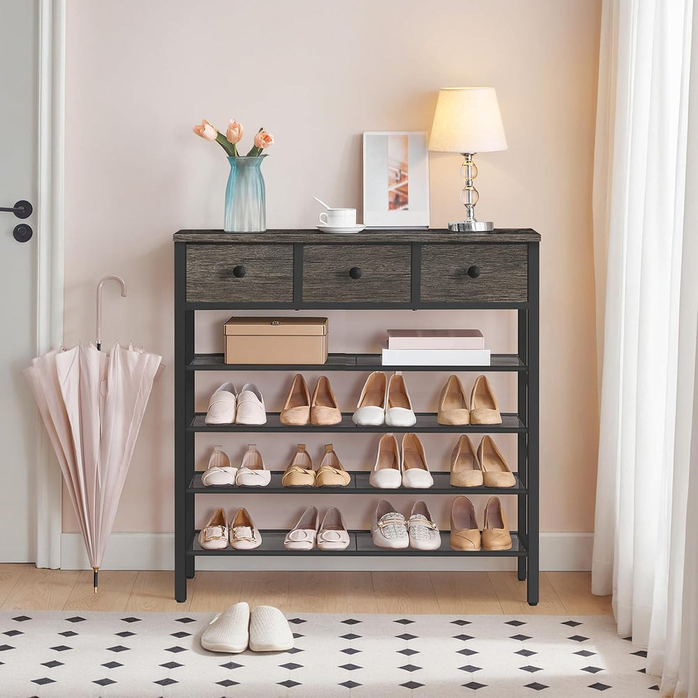 YATINEY 5-Tier Shoe Rack with 3 Drawers, Metal Shoe Organizer for 20 Pairs wi...