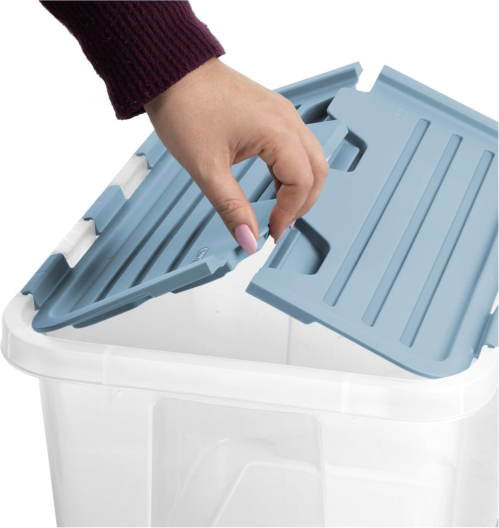 Sterilite Hinged Lid Storage Box, Plastic Container, 30 Quart, 6-Pack