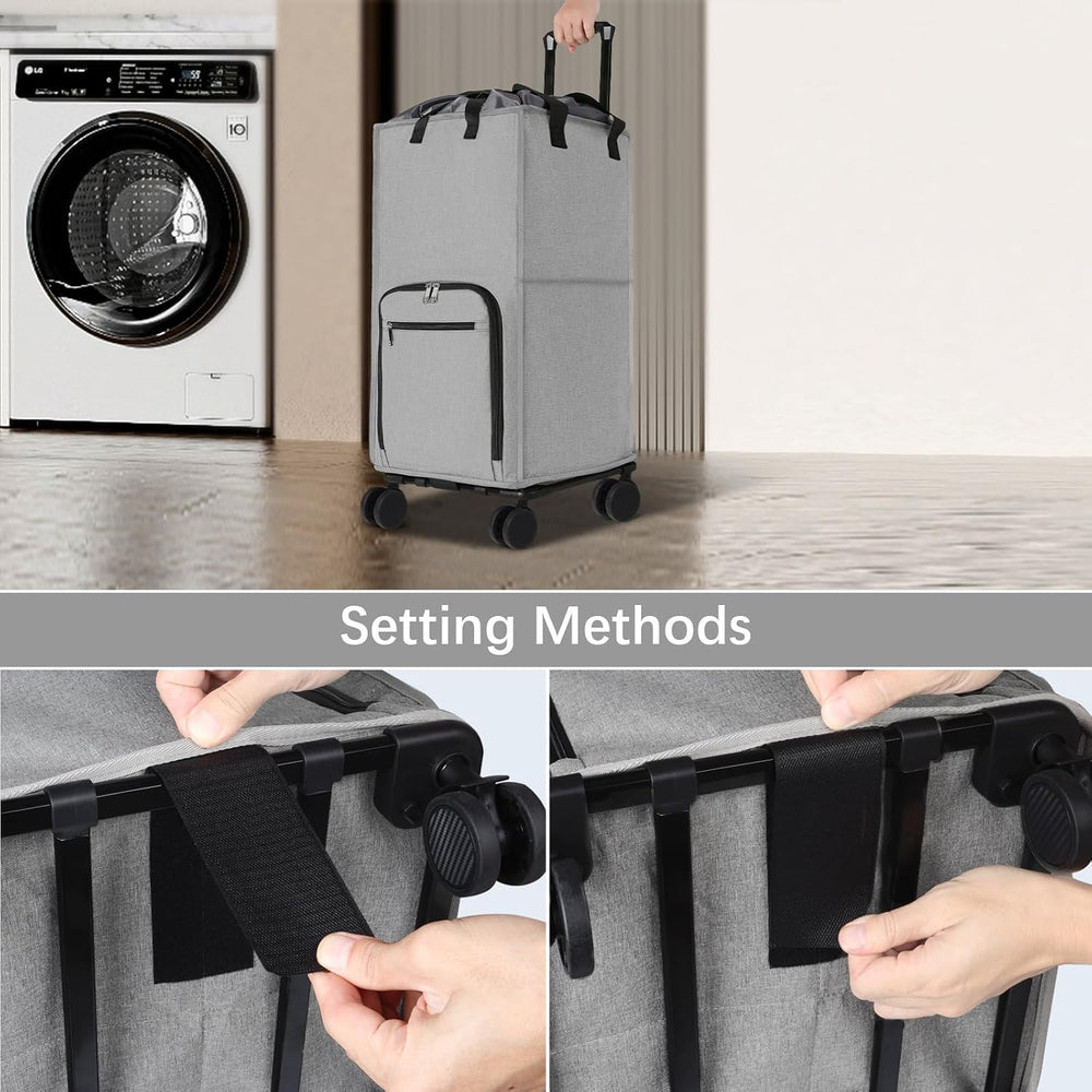 Bukere Rolling Laundry Hamper with Wheels, Large 90L Freestanding Collapsible...