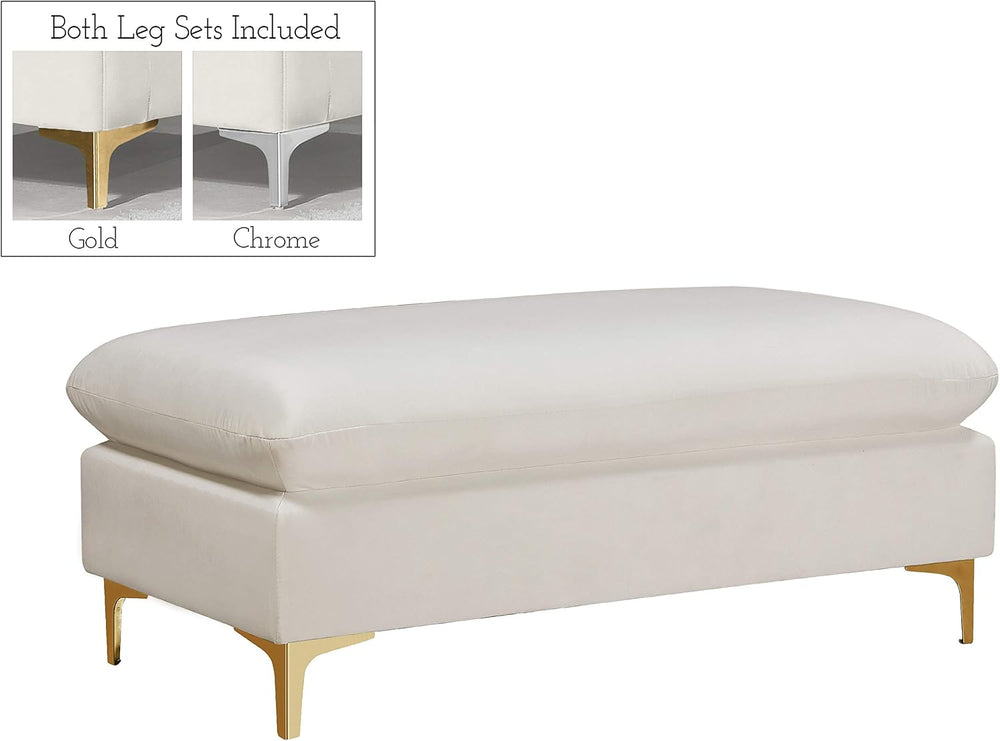 Meridian Furniture 636Cream-Ott Naomi Collection Modern | Contemporary Velvet...