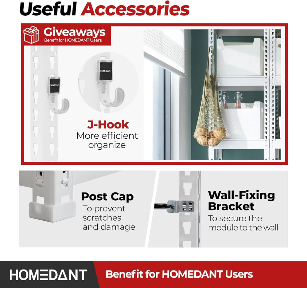 HOMEDANT 47.7" W Deep 5 Tier Heavy Duty Garage Shelving Adjustable Metal...