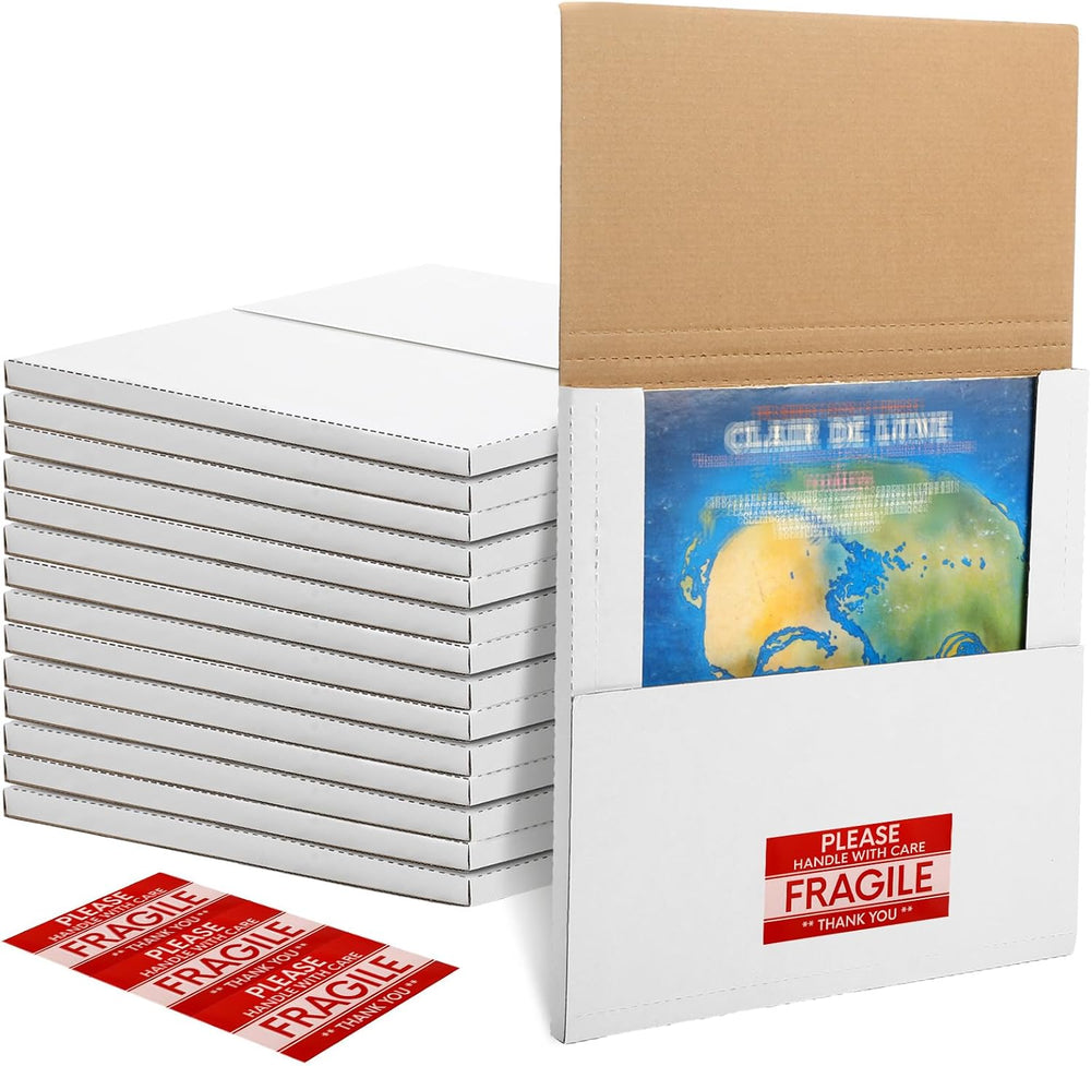 Geyoga 100 Pack Vinyl Record Mailers 12.5" x 12.5" x 1" White ...