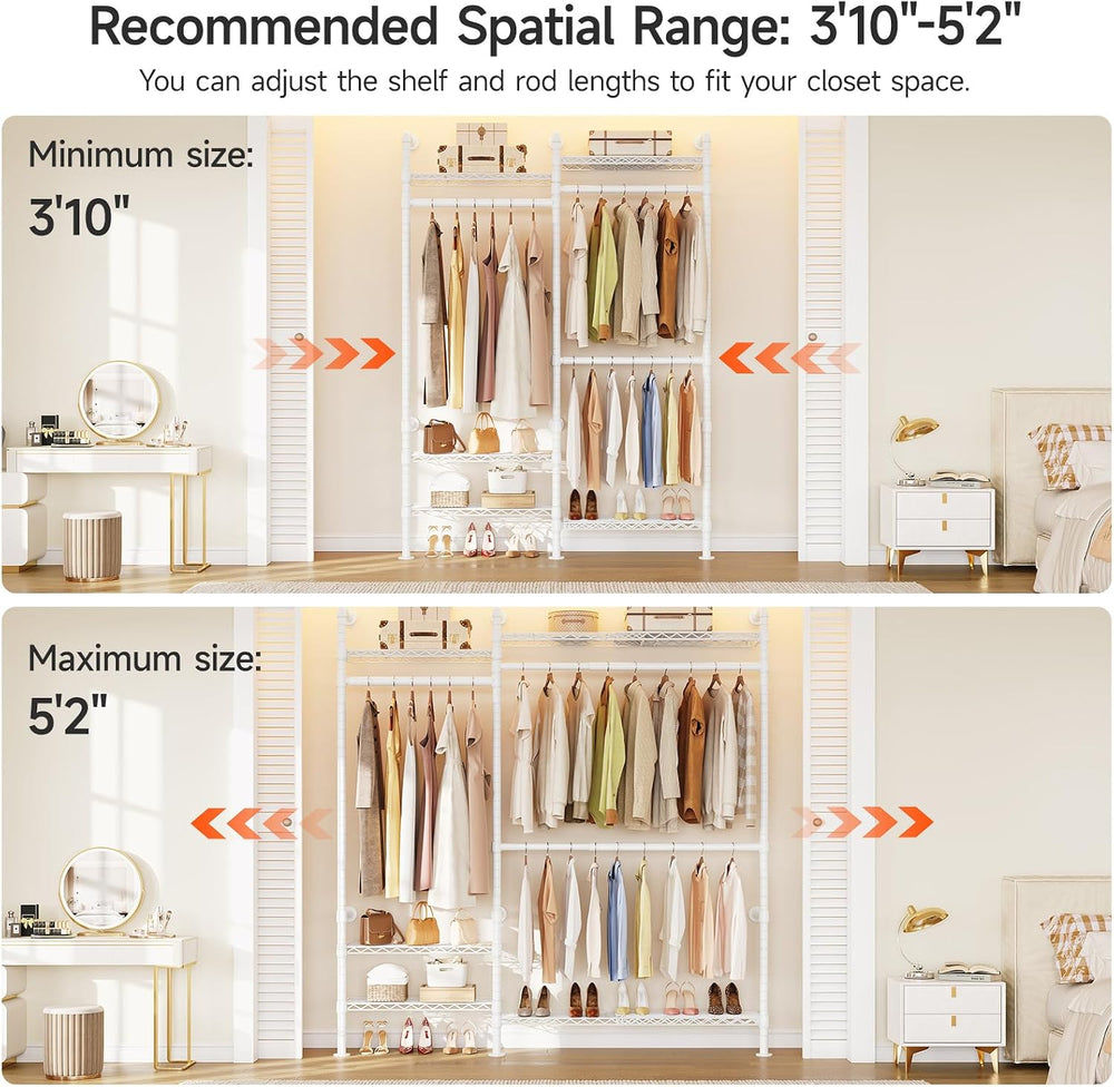 ONBRILL H2 Plus Expandable Wall Mounted Closet System Clothes Rack White