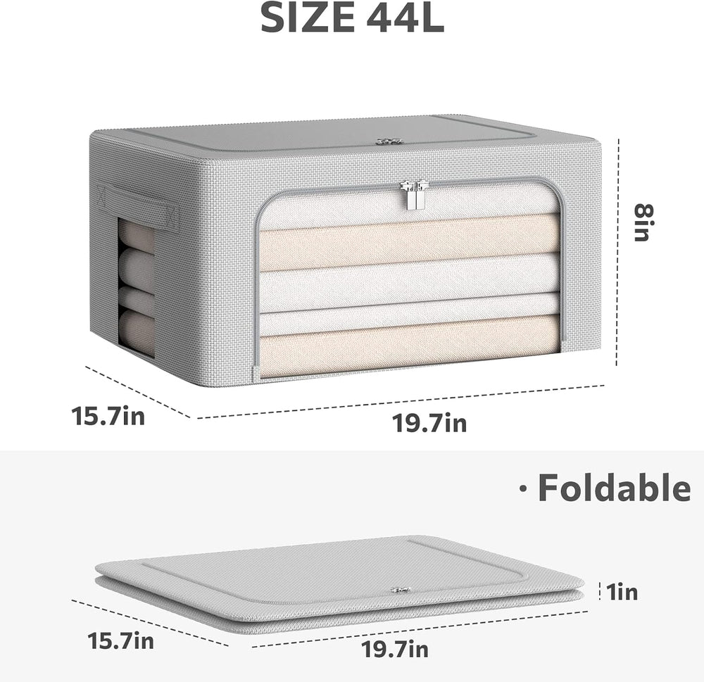 CYhom 3Pack Frame Storage Box - Clothes Storage Bin Bags Oxford Fabric Foldab...