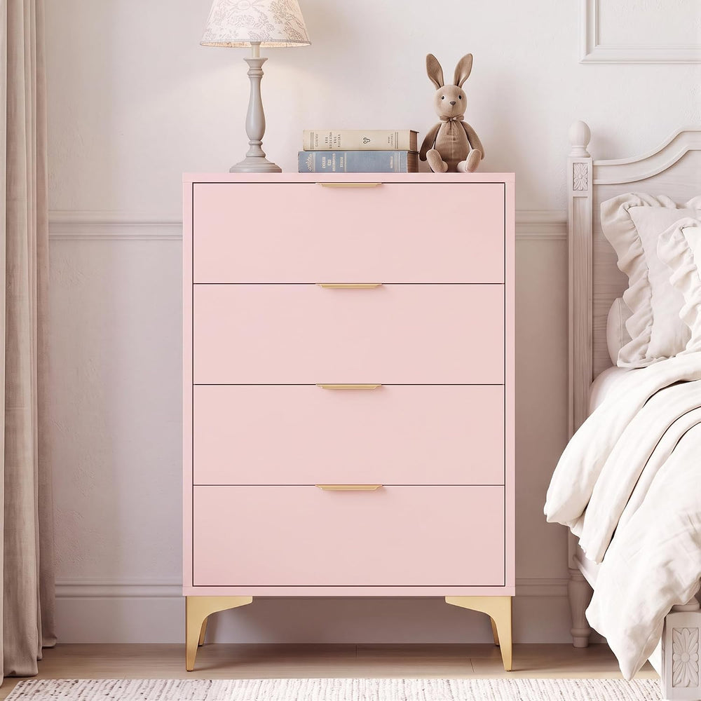 KIGOTY 4 Drawer Dresser for Bedroom, Modern Tall Dresser Storage Cabinet, Woo...