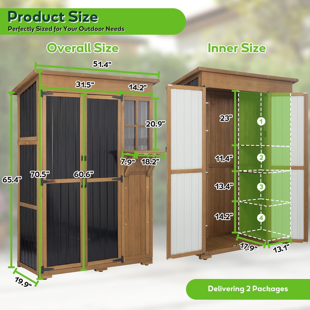 Large Outdoor Storage Cabinet Waterproof with Shelves, Outside Storage Shed T...