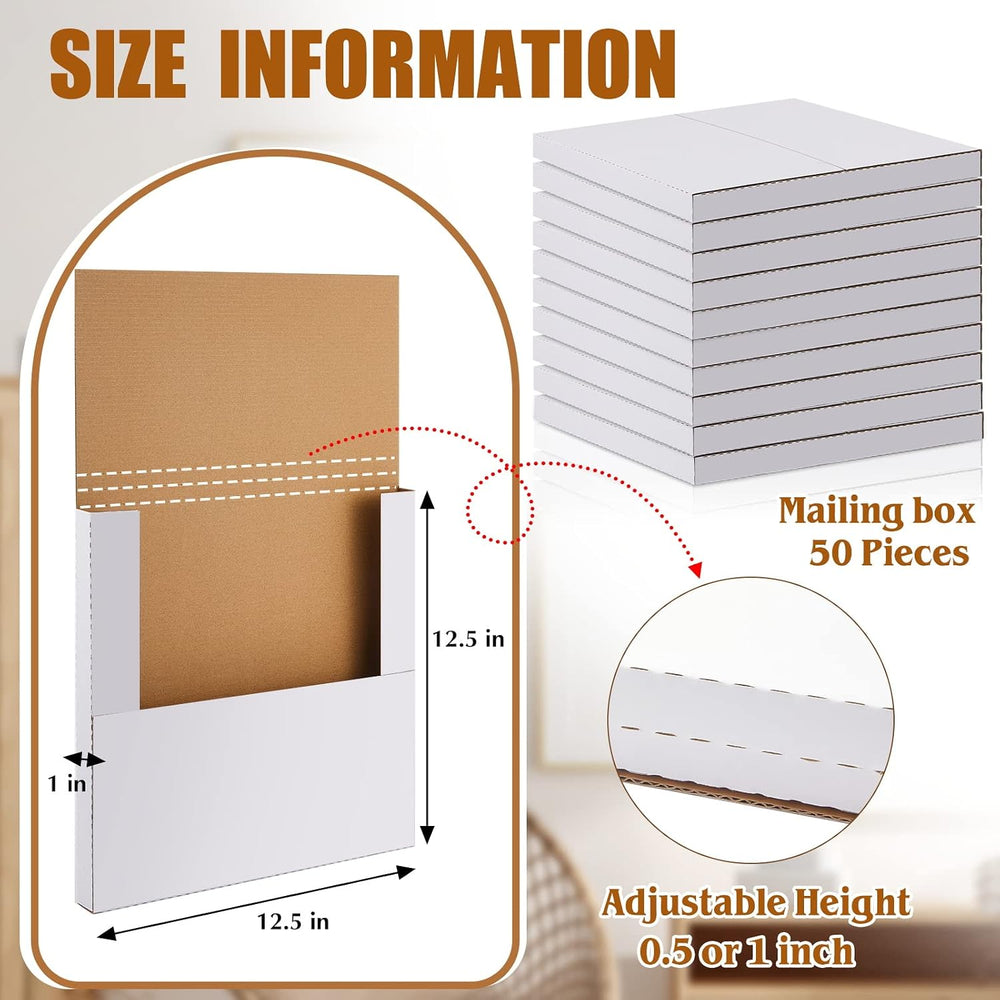 Tinlade 50 Pack Vinyl Record Shipping Boxes 12.5" x 12.5" x 1"...
