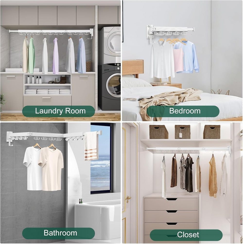 Kelisiting Wall Mounted Clothes Drying Rack, Laundry Drying Rack Wall Mount, ...