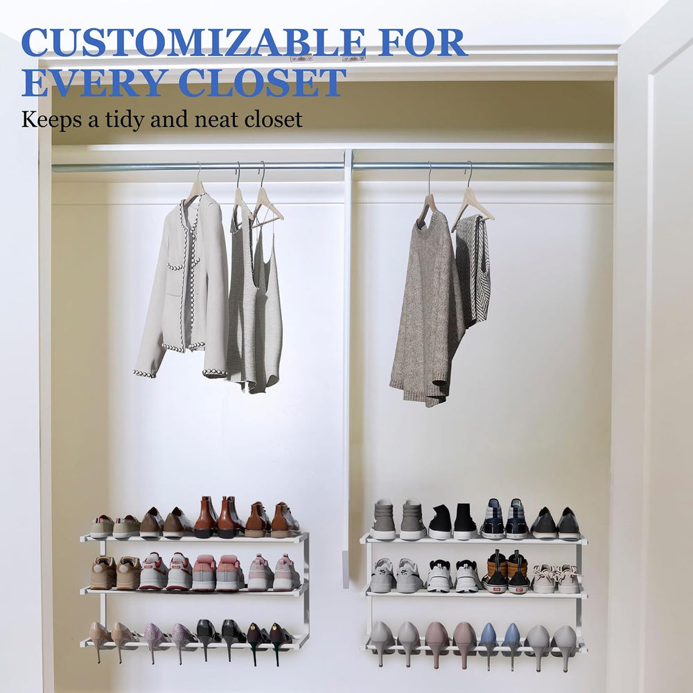 3 Pack Wall Mounted Shoe Rack, 3 Tier Hanging Shoe Rack Holds 36 Pairs, 17&qu...