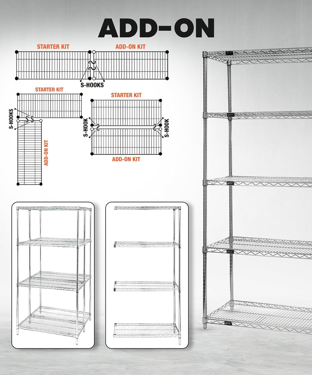Quantum Storage Systems WR74-1842C Starter Kit Wire Shelves Chrome 4 Shelves ...
