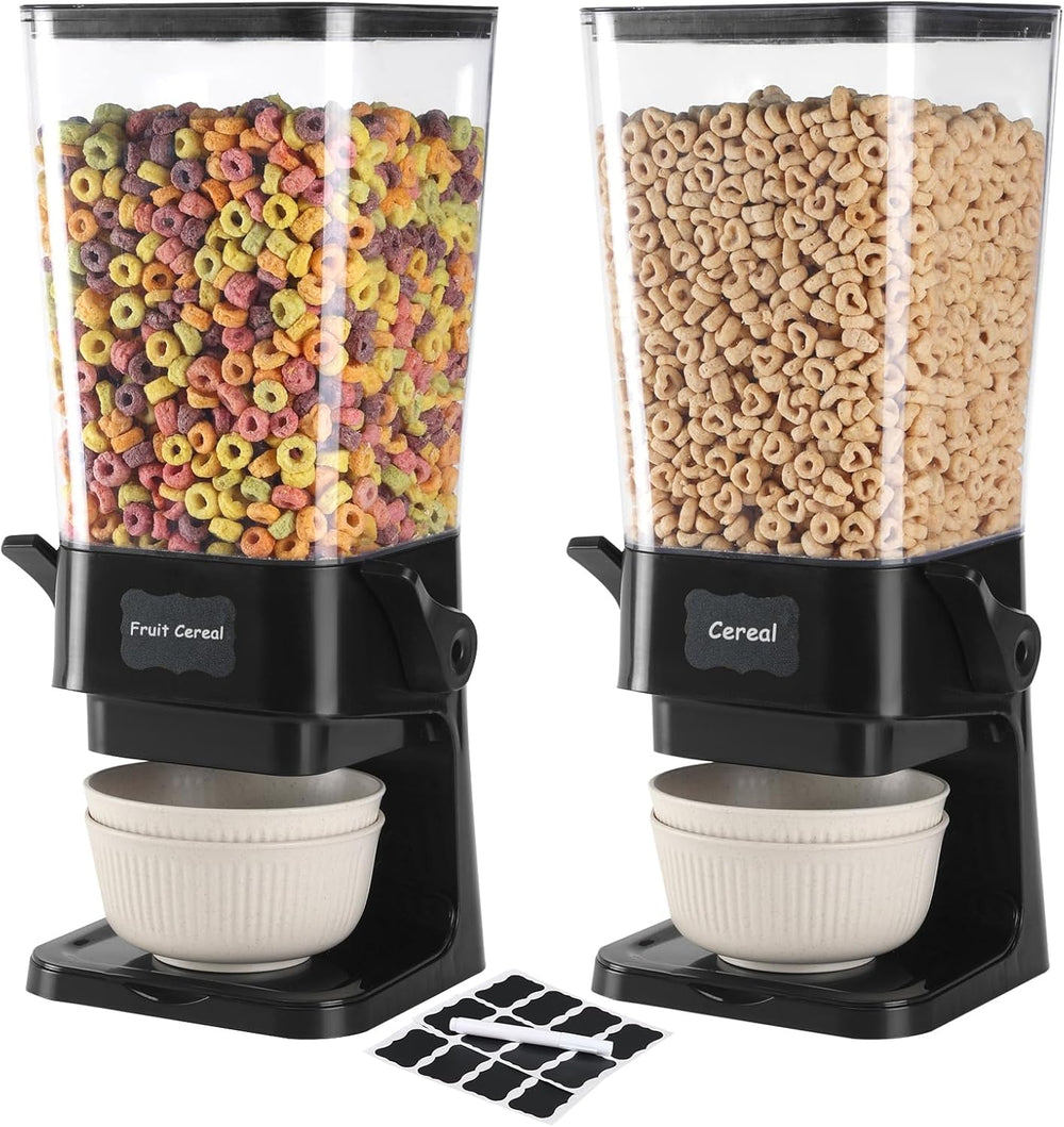 Cereal Dispenser Countertop with Cereal Bowls,16 Labels & Pen, Cereal Con...