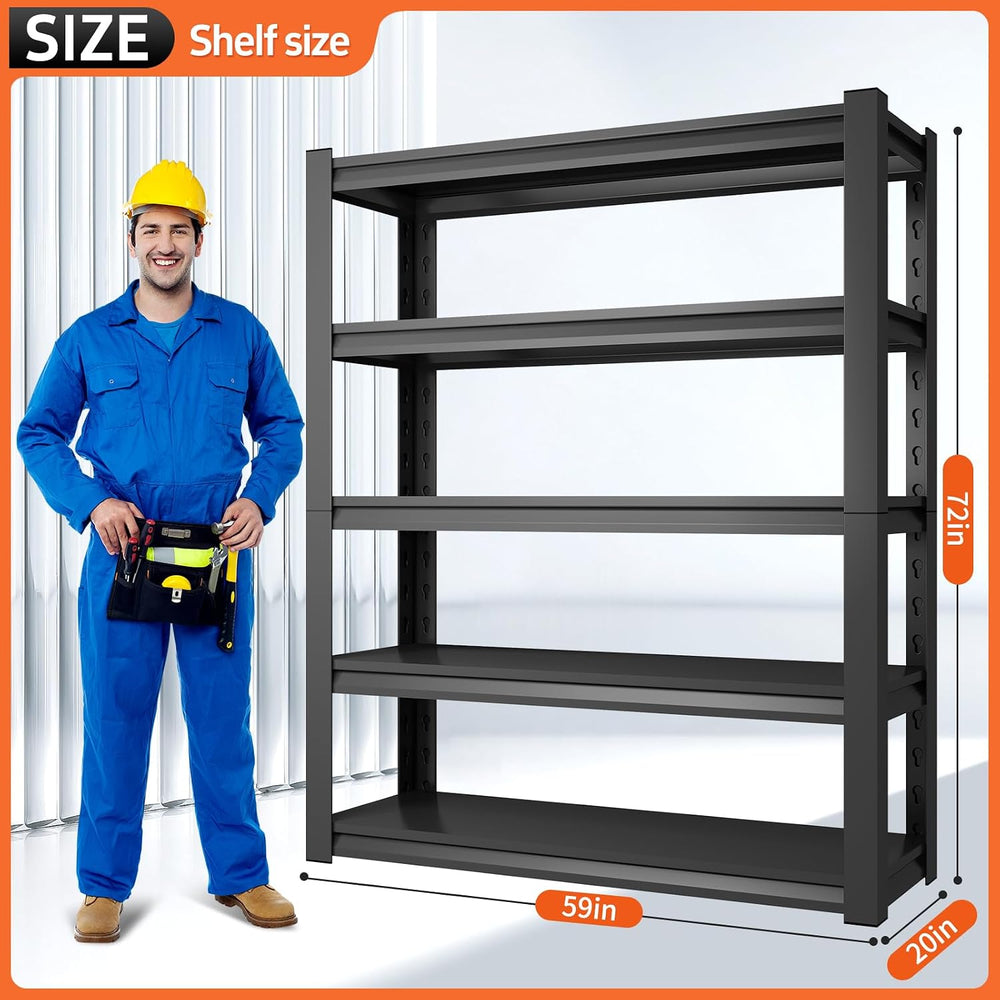 59" W Garage Shelving Unit, Garage Storage Shelves 3000LBS Heavy Duty Sh...