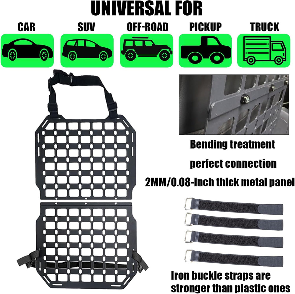 Molle Panel Alloy Metal Rigid Truck organizer Universal For truck Ford Jeep R...