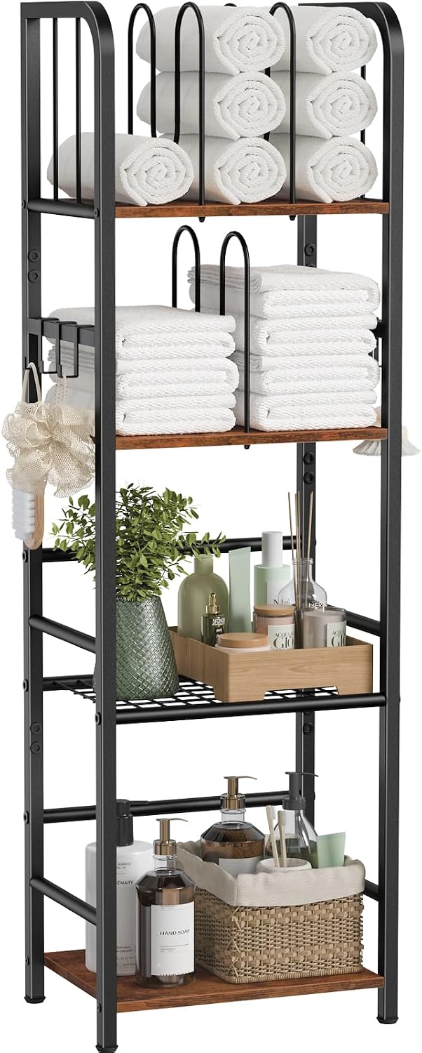 Snughome Towel Rack Free Standing 4-Tier M-Shaped Detachable Dividers, Metal ...