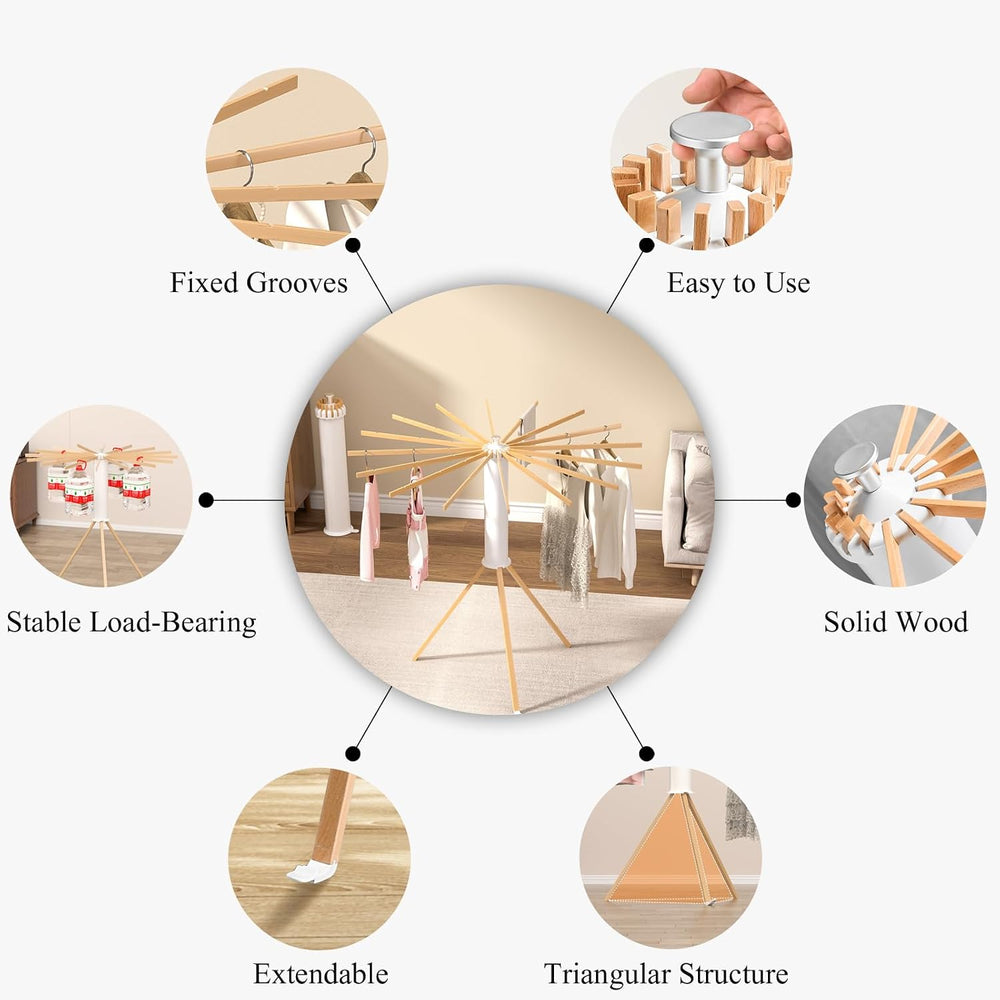 Foldable Clothes Drying Rack, Portable Garment Drying Rack for Indoor Outdoor...