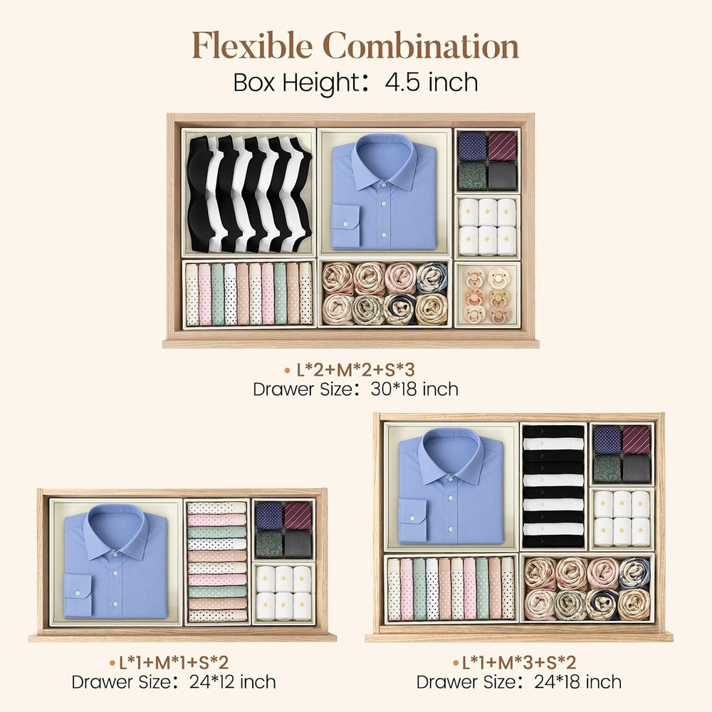 Drawer Organizer Storage for Clothes, Socks, 21 Pack, Grey