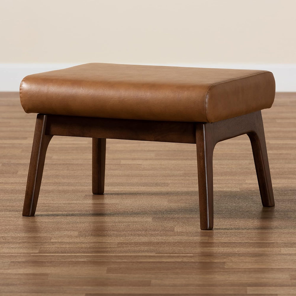 Baxton Studio Bianca Mid-Century Modern Walnut Brown Finished Wood and Tan Fa...